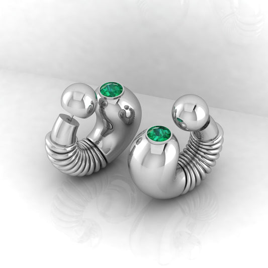 "Tube Shape Colored Gemstone" Earrings