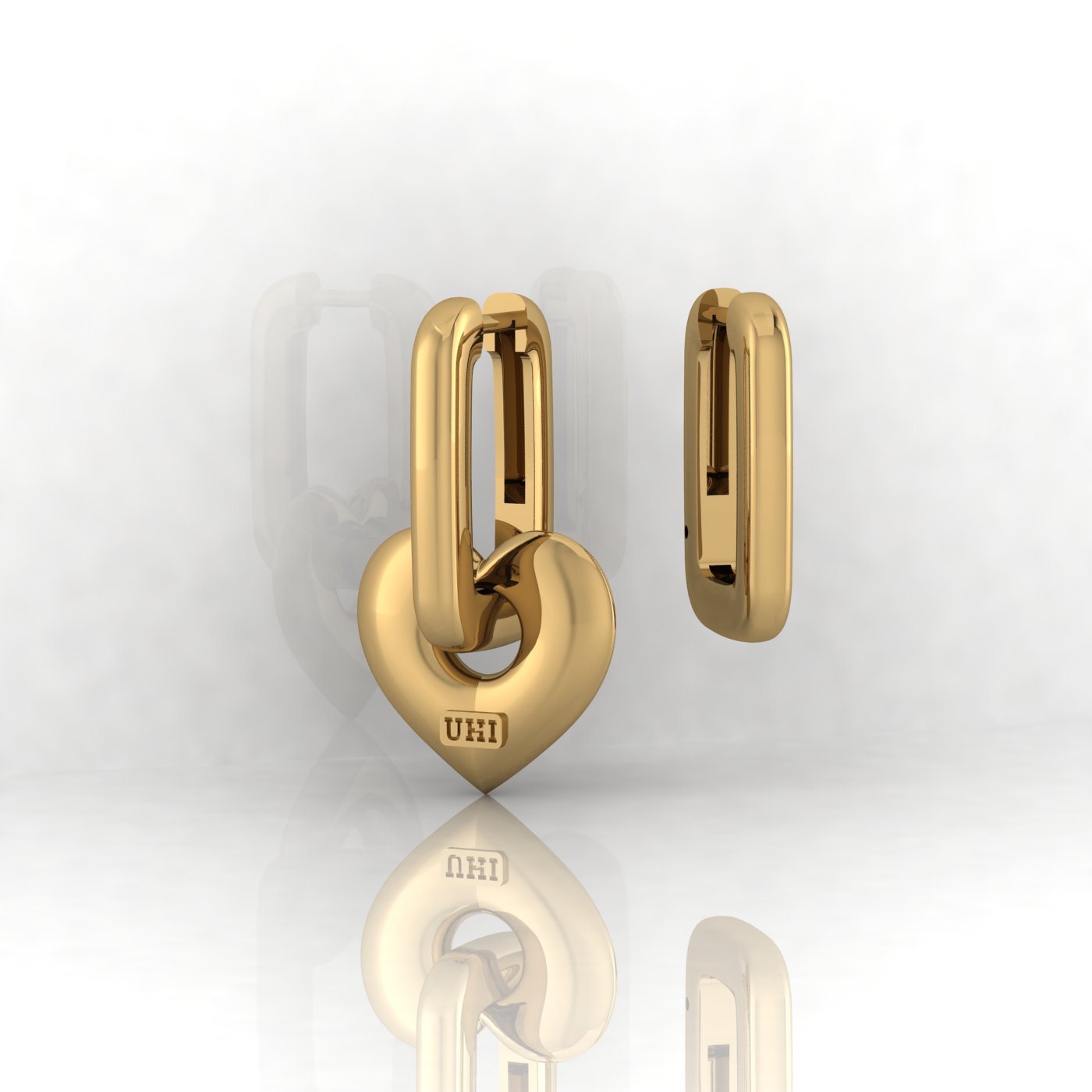 ‘Modern Earrings with Tiny Hanging Heart’ Small Size