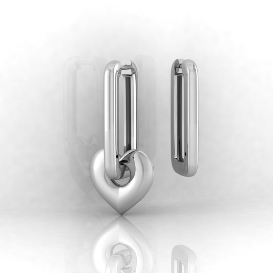 "Modern Earrings With Hanging Heart" Medium Size