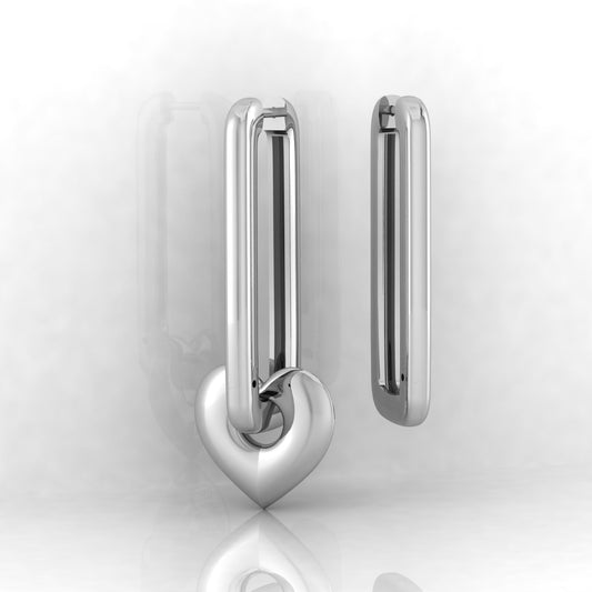 "Modern Earrings with Tiny Hanging Heart" Big Size