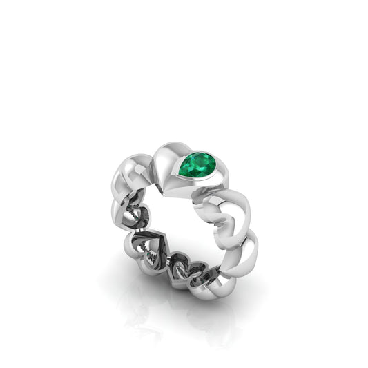 "Ditsuhi"Puff Heart Ring with Natural Green Peridot