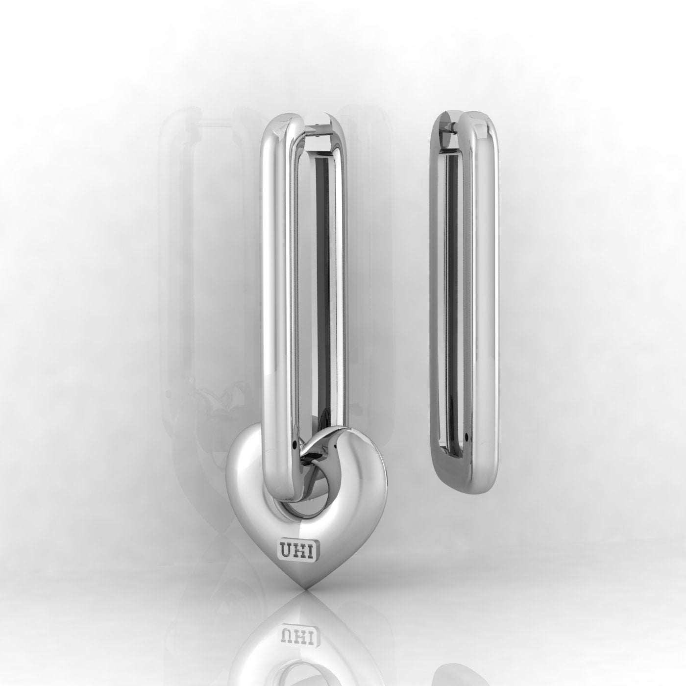 "Modern Earrings with Tiny Hanging Heart" Big Size