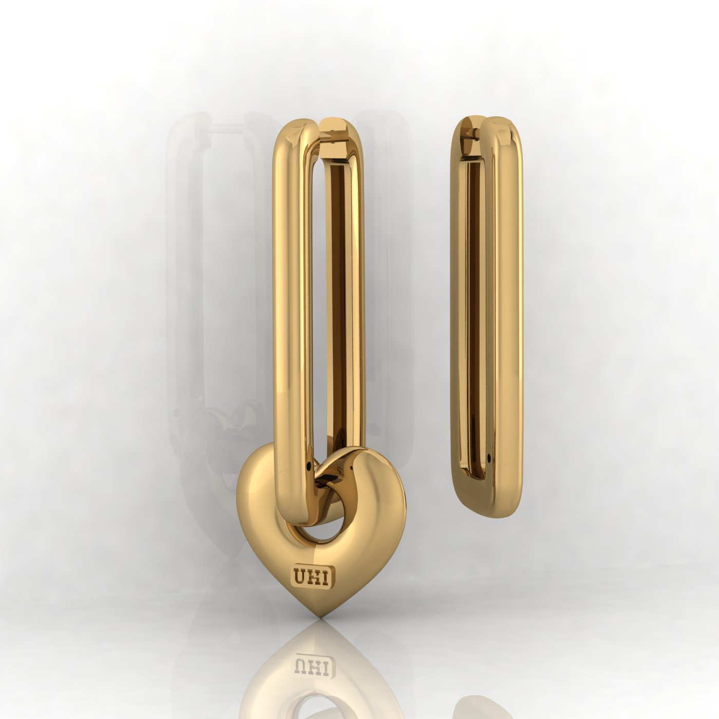 "Modern Earrings with Tiny Hanging Heart" Big Size