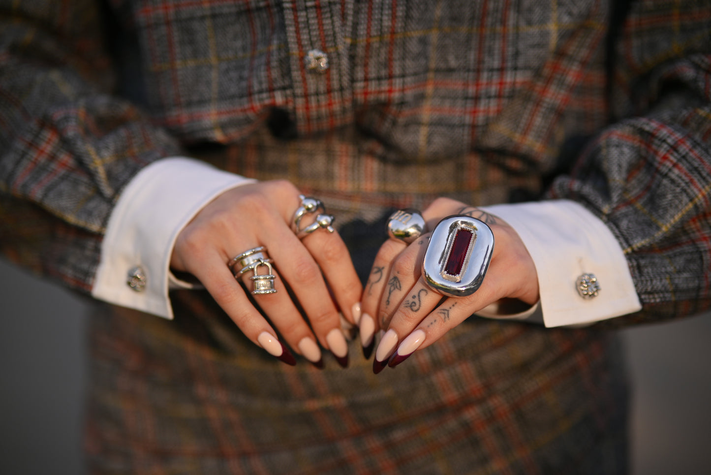 "Elongated Baguette Red Gemstone" Ring
