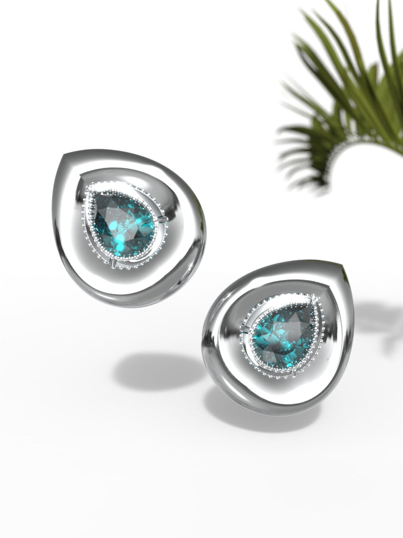 "Pear Shape Greenish Gemstone" Earrings