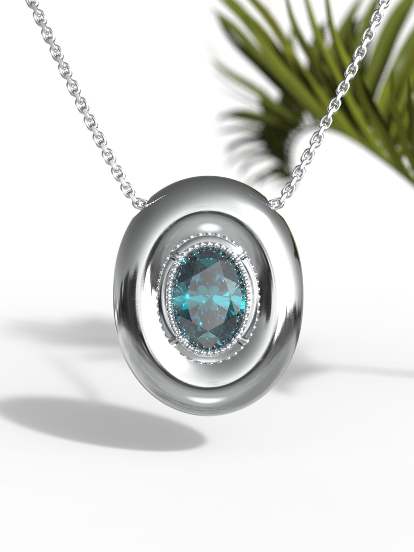 "Oval Shape Greenish Gemstone" Necklace