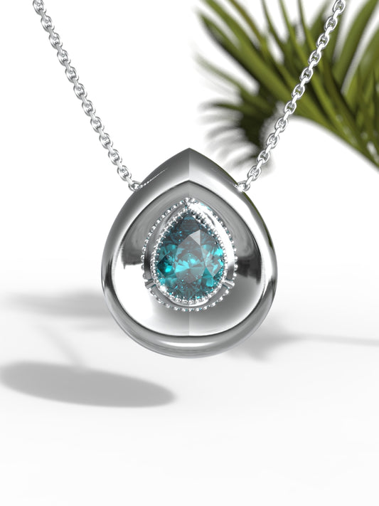 "Pear Shape Greenish Gemstone" Necklace