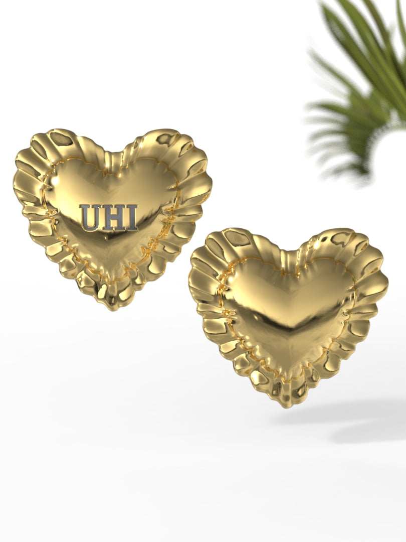 "Ravioli" Heart Shape Earrings Big Size