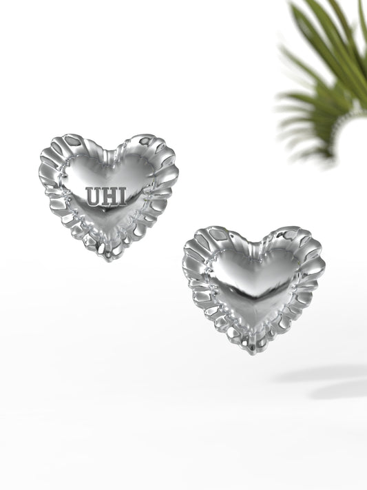 "Ravioli" Heart Shape Earrings Small Size