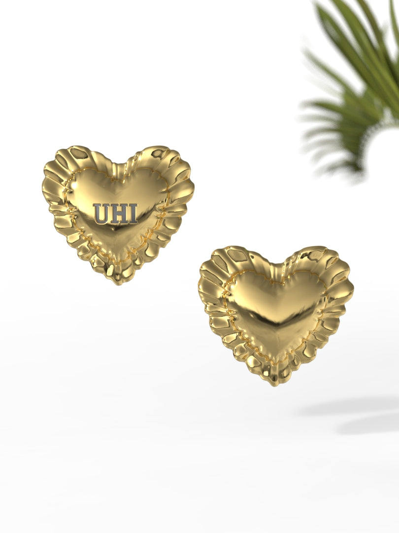 "Ravioli" Heart Shape Earrings Small Size