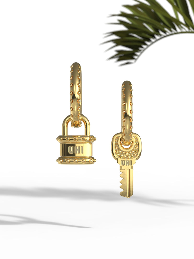 'Key and a Lock' on a Hoop Earrings