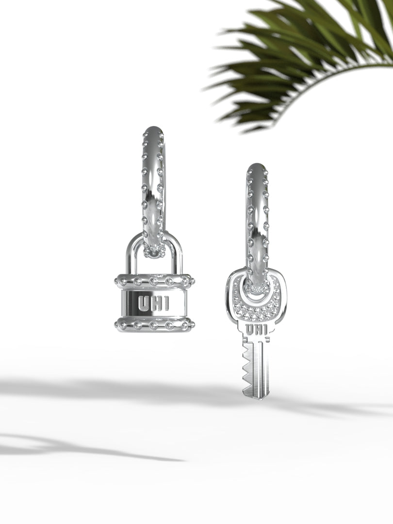 'Key and a Lock' on a Hoop Earrings