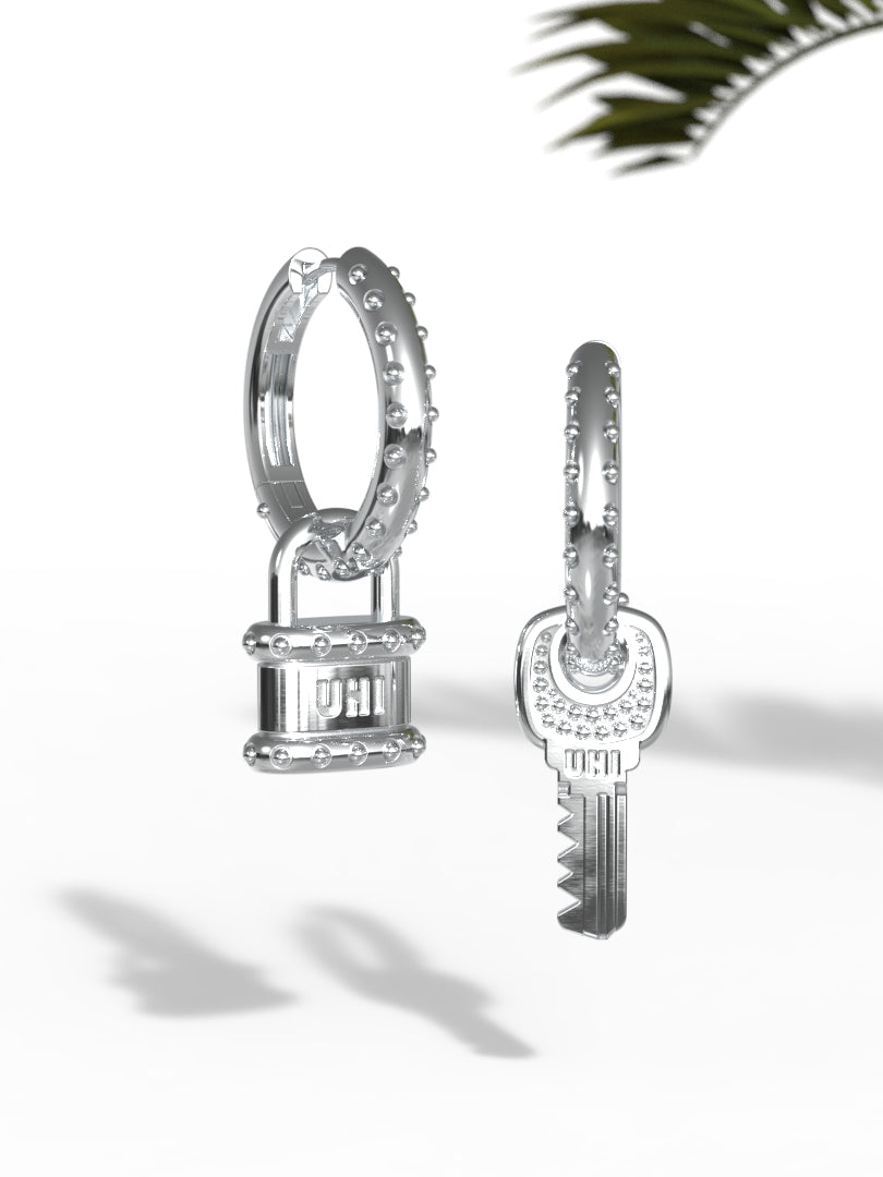 'Key and a Lock' on a Hoop Earrings