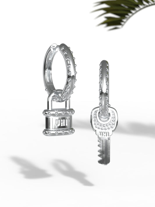 "Key and a Lock" on a Hoop Earrings