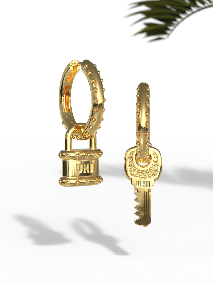 'Key and a Lock' on a Hoop Earrings