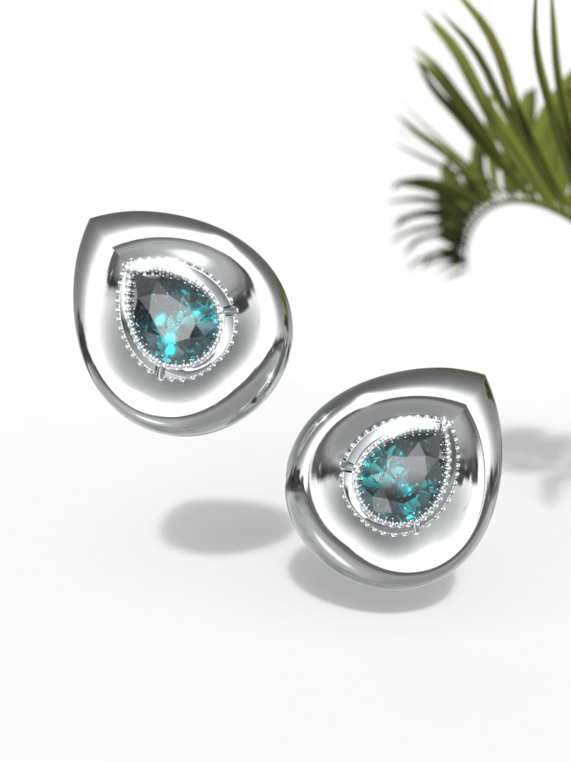 "Pear Shape Greenish Gemstone" Earrings