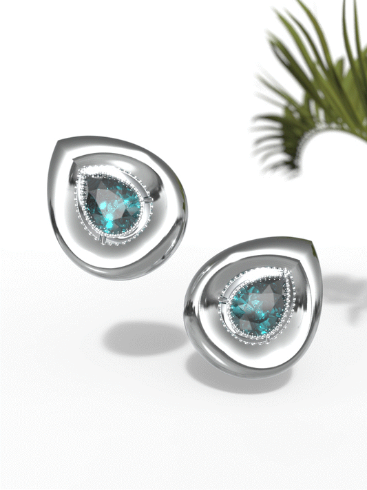 "Pear Shape Greenish Gemstone" Earrings