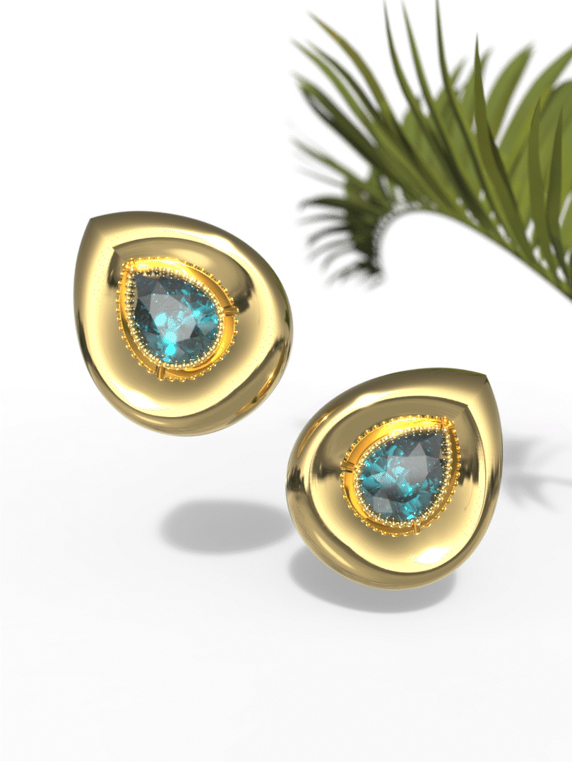 "Pear Shape Greenish Gemstone" Earrings