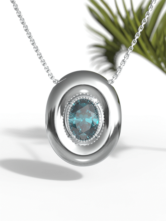"Oval Shape Greenish Gemstone" Necklace