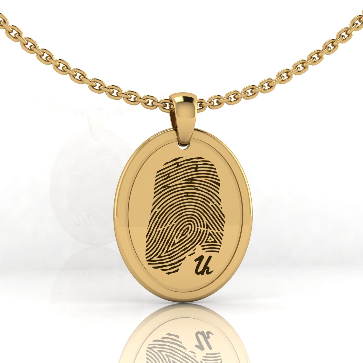 Oval Shape Fingerprint Necklace