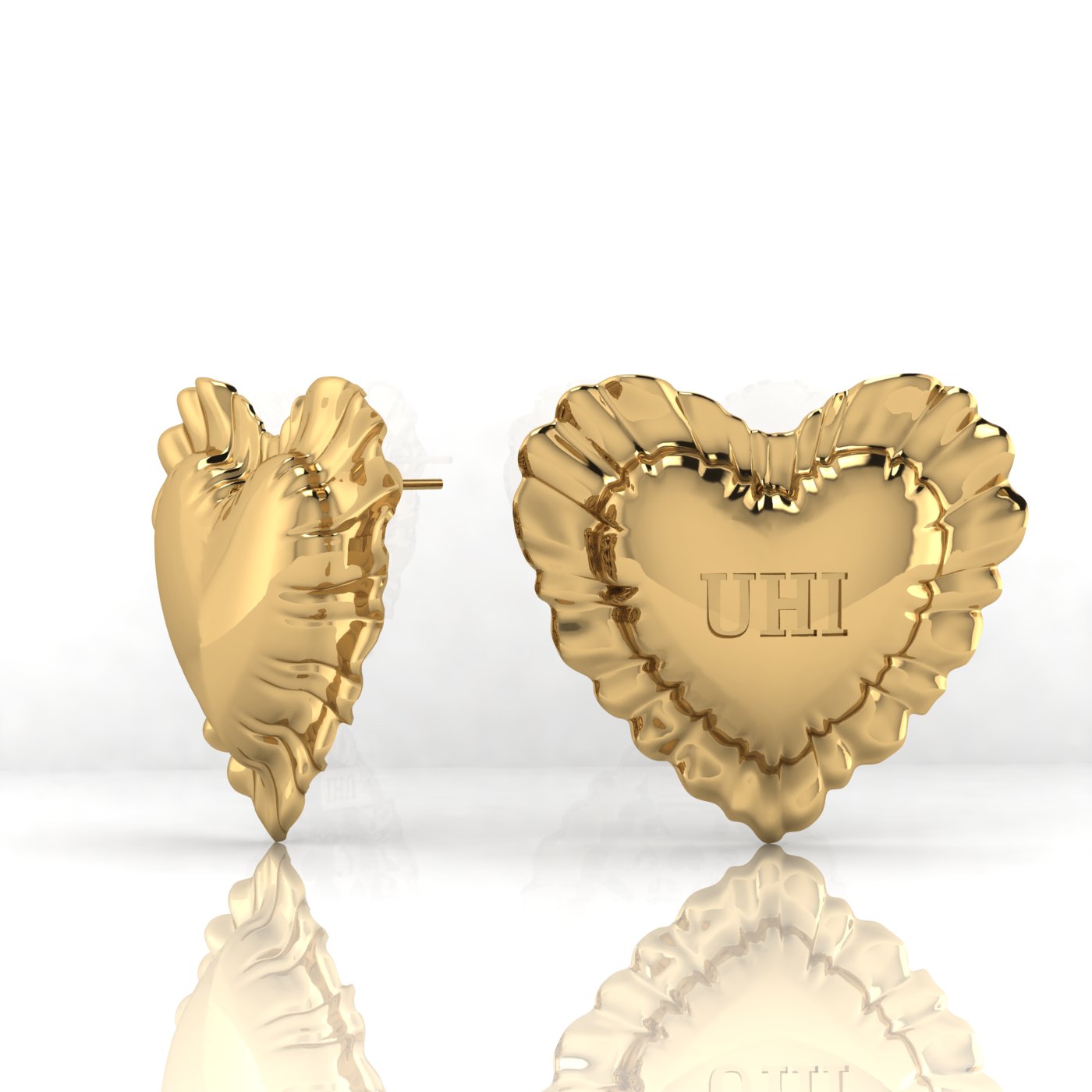 'Ravioli' Heart Shape Earrings Big Size