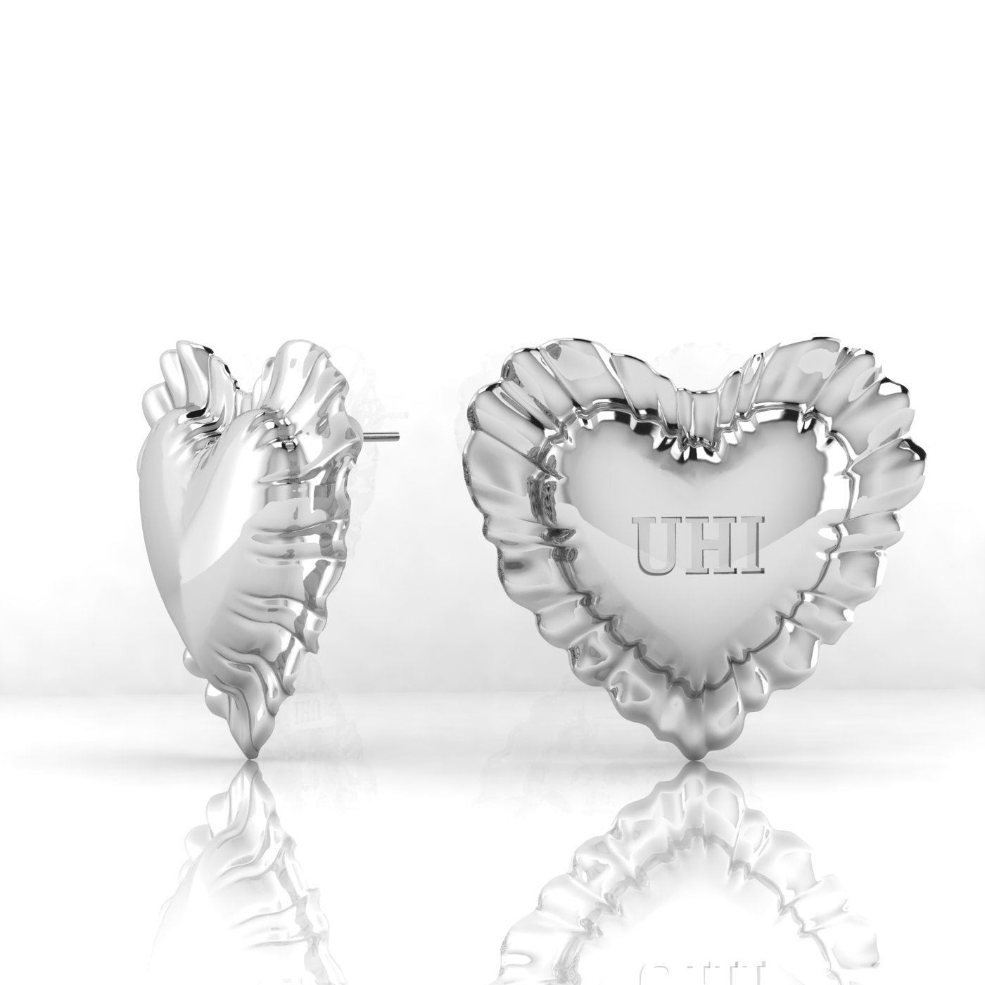 'Ravioli' Heart Shape Earrings Big Size