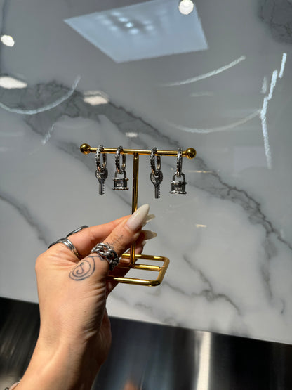 "Key and a Lock" on a Hoop Earrings
