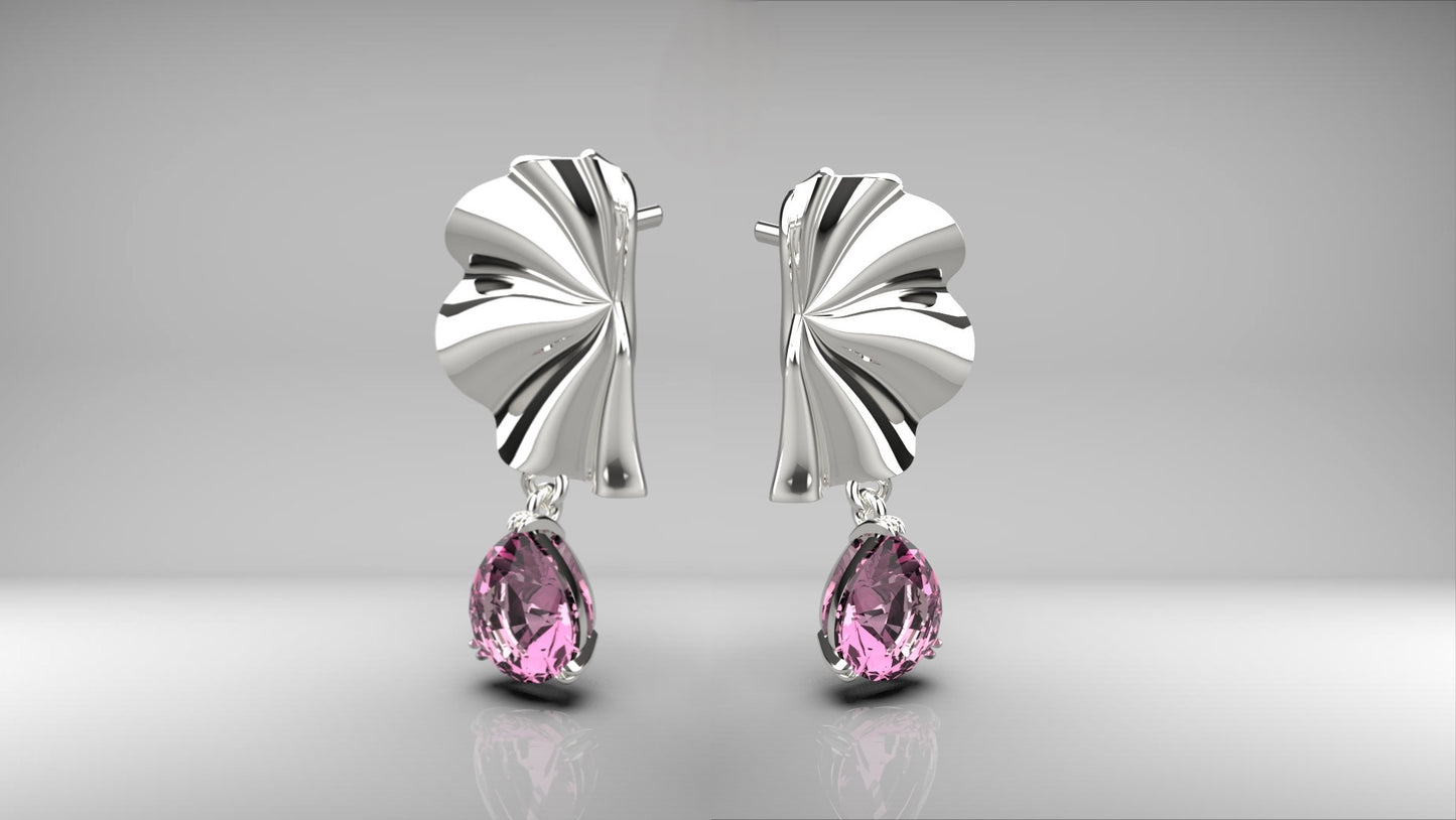 Hanging Pink Gemstone Earrings