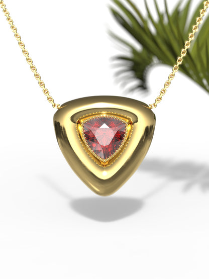 Trillion Shape Red Gemstone Necklace