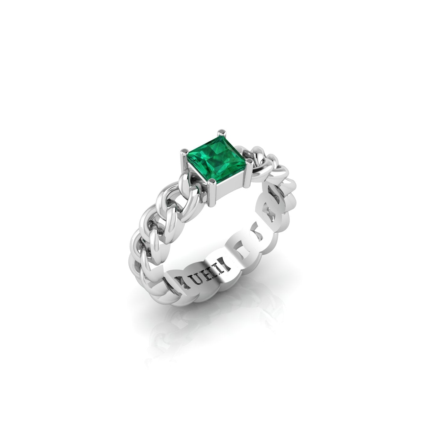 Cushion Shape Green Emerald Ring