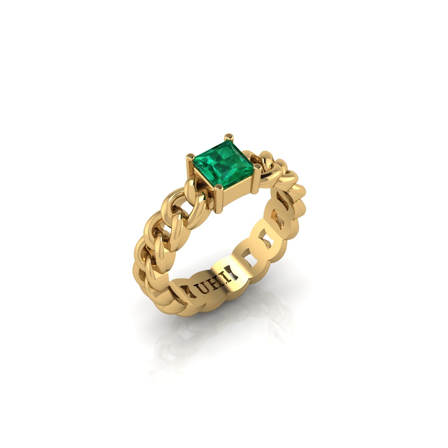 Cushion Shape Green Emerald Ring